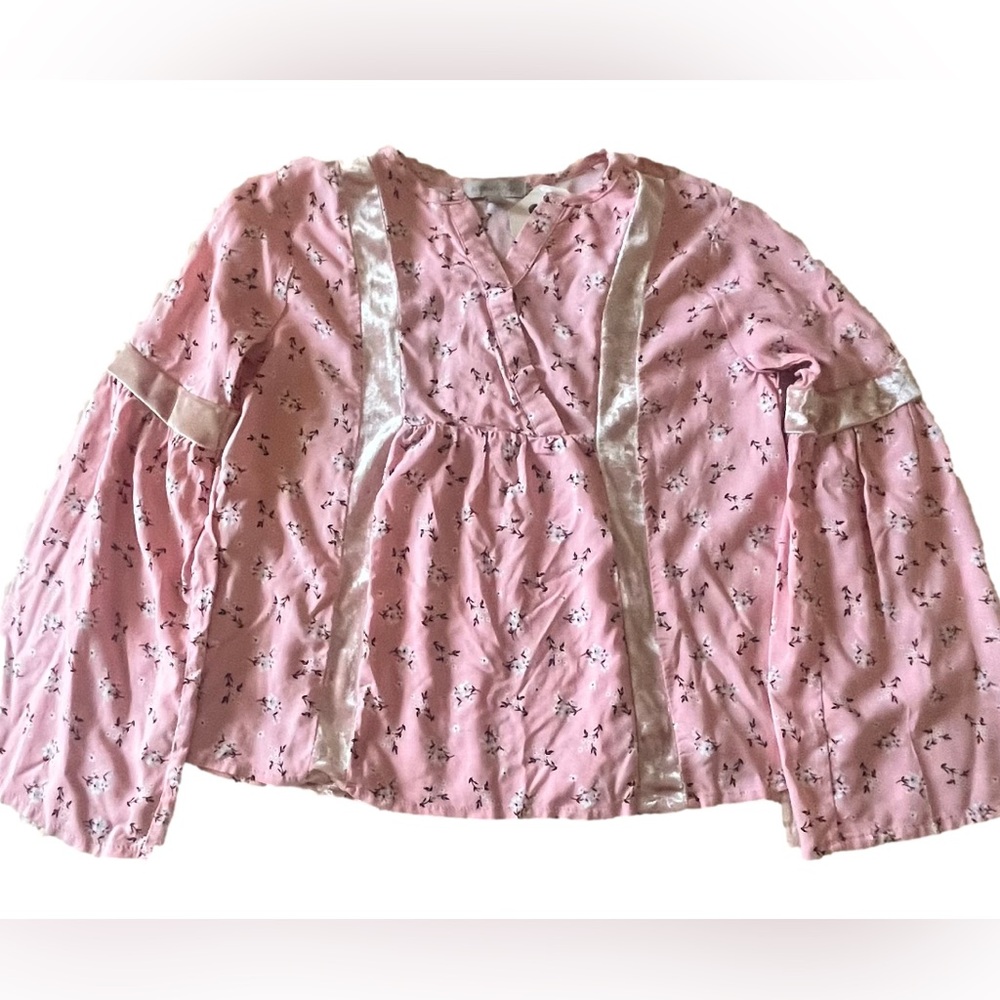 Wonderly Girl’s Pink Floral Print Blouse Size Small NWT